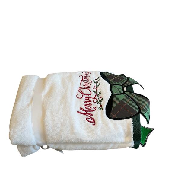 Rachel Zoe CHRISTMAS Plaid Bow Hand Towels Set of 2 Holiday Tartan New - Picture 4 of 10
